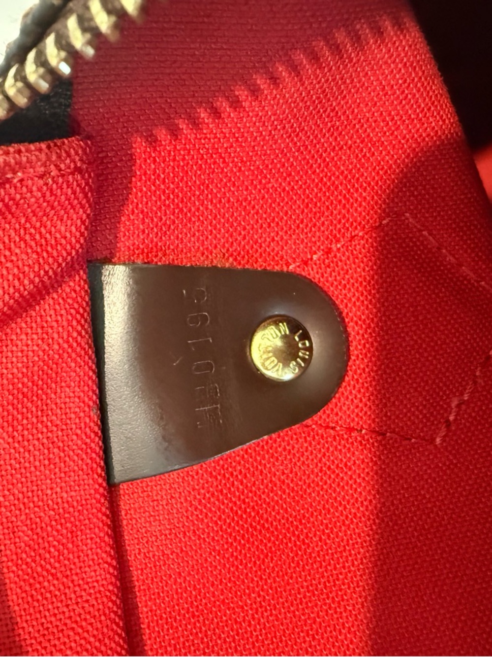 Louis Vuitton Damier Ebene Satchel 30 with Red Insert - Picture 2 of 6